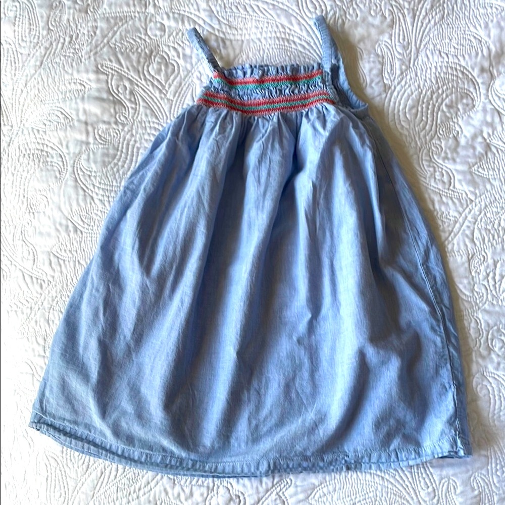 Monoprix Kids Light Blue Sleeveless Dress with Embroidered Detail